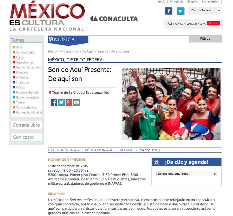 Son de Aqui press clipping Press Cartelera Nacional 9 15