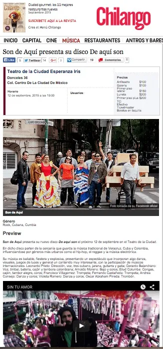 Son de Aqui press clipping Press Chilango 3