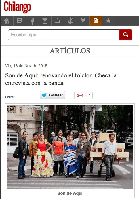 Son de Aqui press clipping Press Chilango Entrevista 1