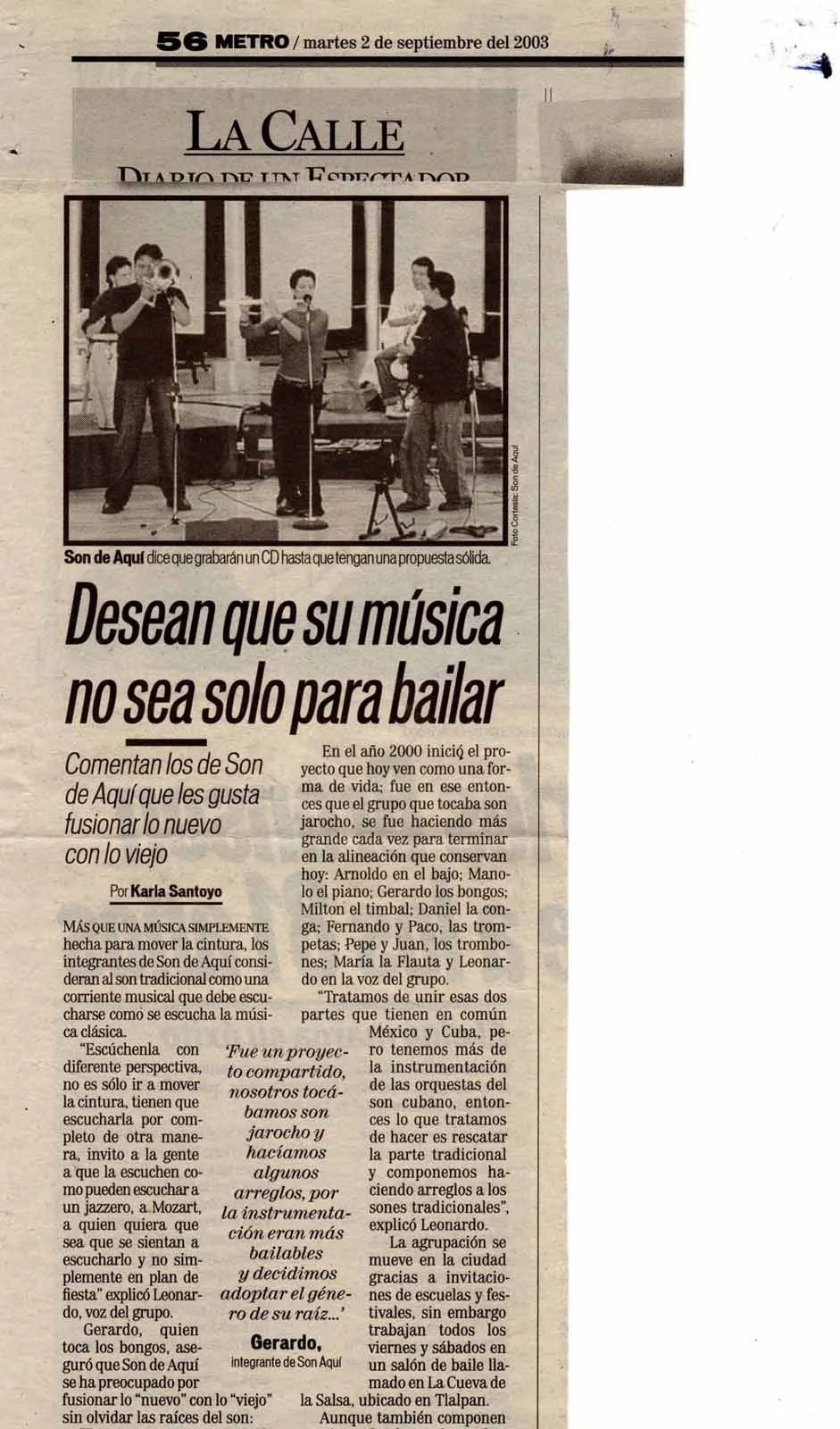 Son de Aqui press clipping Press Metro