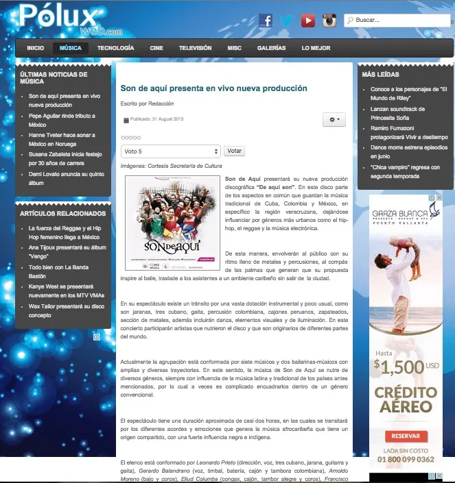 Son de Aqui press clipping Press Polux