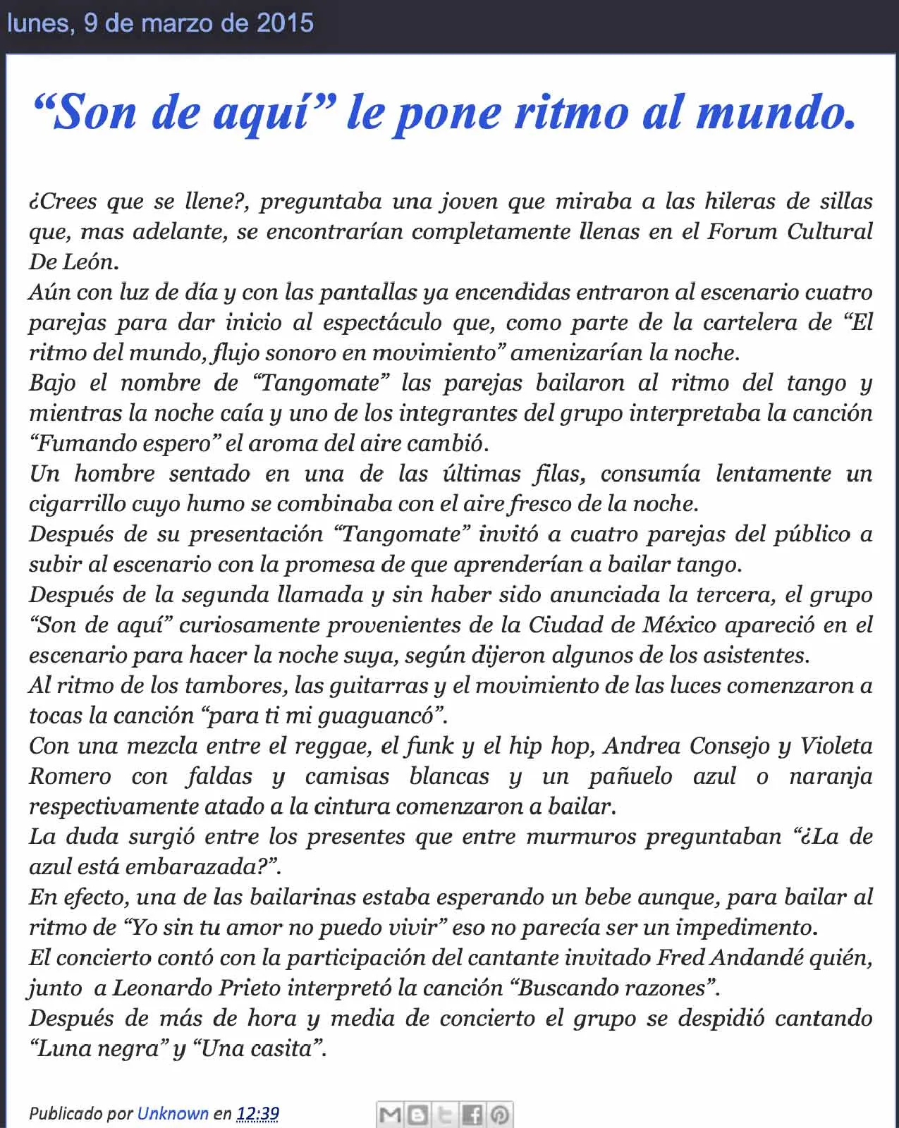 Son de Aqui press clipping Press Resena Motivos Azules