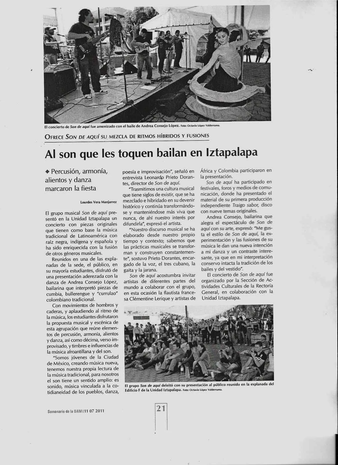 Son de Aqui press clipping Press Uam 2011